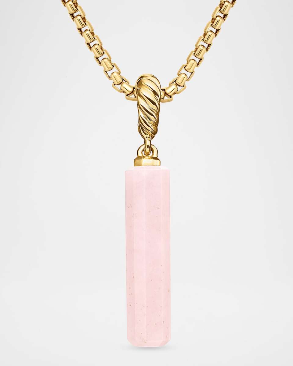 Barrel Amulet with Pink Opal in 18K Gold, 20x5mm